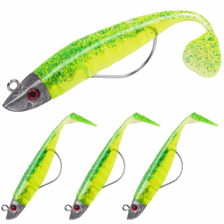 HOTUT Gummifische Set, 3 Stücke Angelköder mit Jigkopf, Gummiköder für Forelle Zander Barsch, Kunstköder Angelausrüstung, Kunstköder Hechtt Köder, Süß & Salzwasser, Männer Angelgeschenke 3 Stück - 01