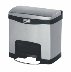 Rubbermaid Commercial Products Slim Jim 1901982 15 Litre Front Step Step-On Stainless Steel Wastebasket - Black Schwarz 15 L