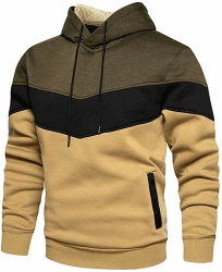 comefohome Hoodie Herren Pullover Langarm Sweatjacke Kapuzenpullover Farbblock Sweatshirt S Khaki