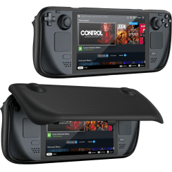 ProCase Hülle für Steam Deck, Flip Cover Kompatibel mit 7 Zoll Valve Steam Deck Case Schutzhülle Magnetisch Abnehmbare Frontabdeckung Steam Deck Skin 2021 Zubehör -Schwarz