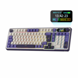 RK ROYAL KLUDGE S98 DE Mechanische Tastatur mit Smart Display & Knopf, Top Mount 96% Kabellose Mechanische Tastatur BT/2.4G/USB-C, Hot-Swap-fähige, Software-Unterstützung, 98 Tasten, QWERTZ Lineare Schalter