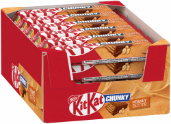 Kitkat NESTLÉ KITKAT CHUNKY Peanut Butter Schokoriegel, Knusper-Riegel mit Erdnusscreme & knuspriger Waffel, 24er Pack (24 x 42g) Peanutbutter 42 g (24er Pack)