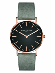 Liebeskind Damen Analog Quarz Uhr mit Lederarmband Grau-schwarz Single