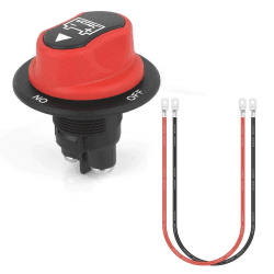 Schwarz Messing Batterie Isolator ON-Off 2P SPST Auto Mini Batterieschalter Kill Switches Auto Race Rally Switches für Motorräder Autos Boote (50A mit 10AWG Kabel)