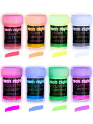 neon nights Fluoreszierende Schwarzlicht Farben für Kunst und Wohnraum | Leuchtfarben mit Glow-Effekt unter UV-Licht | 8 x 20ml Neon-Farben