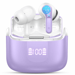 Bluetooth Kopfhörer, Kopfhörer Kabellos Bluetooth 5.3, 48Std Tiefer Bass Hi-Fi Stereo Wireless Earbuds, 4 ENC Noise Cancelling Mic, 3.8g Leicht in-ear Ohrhörer, IP7 Wasserdicht/LED-Anzeige/USB-C Lila