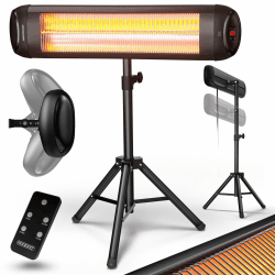 Monzana® Infrarot Heizstrahler MZH2500 Stativ 110-175cm 2500W 3 Stufen 24h Timer Fernbedienung Wärmestrahler Standheizer Teleskopständer Schwarz Schwarz mit Teleskopstativ