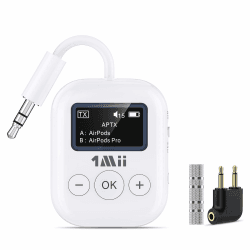 Flugzeug Bluetooth 5.3 Transmitter für alle Kopfhörer - Bluetooth Adapter für TV - Duale Verbindung - aptX Low Latency - Flying Travel, Long Flight Essentials - Wireless Audio Aux für MP3 (Weiß)