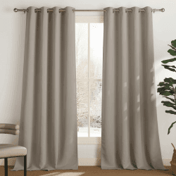 PONY DANCE Vorhang Blickdicht Gardinen mit Ösen 2er Set H 245 x B 140 cm Verdunklungsvorhänge Schlafzimmer Thermogardine Wärmeisolierend Blackout Thermal Curtains for Winter H245 x B140 cm (2er Pack) Sandfarben