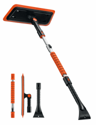 AstroAI 119CM Schneebesen und Abnehmbarer Eiskratzer Auto 2-in-1 mit Lackschonendem Silikonkopf für Autos, PKW, LKWs, SUVs
