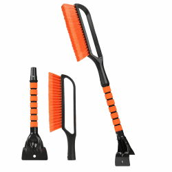 innhom Eiskratzer Auto mit Besen, 2 in 1 Schneebesen Auto, Scheibenkratzer Auto mit Eisbrecher Funktion, Schneekratzer Auto mit Ergonomischem Schaumstoffgriff für PKW, LKW und SUV(68cm) Orange 2 in 1