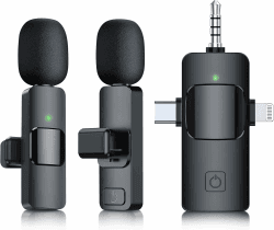 Lavalier Mikrofon, 3 in 1 Mini Mikrofon, Drahtloses Ansteck Mikrofon, Kompatibel mit Kamera, Computer, iPhone, iPad, Android, USB-C Mikrofon für Live-Streaming, Videoaufnahmen, Vlog, TikTok, YouTube Schwarz
