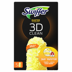 Swiffer Staubmagnet 360° Nachfüllpack 5 Tücher, Nimmt Staub, Haare & Allergene Aus Jeder Richtung Auf 3D 5 Tücher