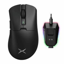 DeLUX Ergonomische Gaming Maus Kabellos M900PRO, 8000Hz Polling Rate, 63g Leicht, PAW3395 Sensor, 26000DPI, Huano Schalter, mit Magnetischer Ladestation (Schwarz)