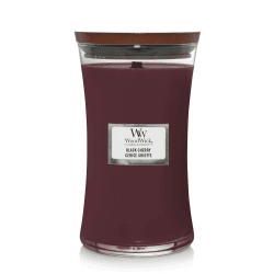 Ellipsenförmige WoodWick Duftkerze mit knisterndem Docht Black Cherry, bis zu 50 Stunden Brenndauer, 610g Großes Sanduhrglas Black Cherry