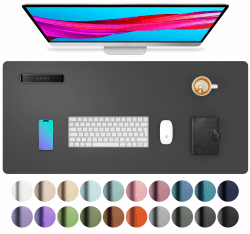 Aothia Schreibtischunterlage,Mauspad mit Leder und Rutchfeste Wildleder,Multifunktionales Office Mousepad Laptop Schreibunterlage,Tisch-Schutz Unterlage für Büro/Home(60x35cm,grau) 35 x 60 cm grau