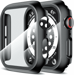 LK 2 Stück Schutzhülle Kompatibel mit Apple Watch S6/SE/SE2/S5/S4 44mm Displayschutzfolie, [9H Härte] [ HD Klar ] Voller Schutz,Kratzfestes Hard PC Protector Cover für S6/SE/SE2/S5/S4 44mm-Schwarz Schwarz 44mm