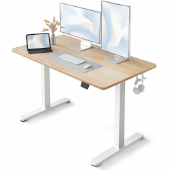 FEZIBO Schreibtisch Höhenverstellbar Elektrisch, 120 x 60 cm Computer Stehschreibtisch mit Memory-Steuerung und Anti-Kollisions Technologie, Gefleckte Eichenholzfurnier Oberfläche 120 × 60 cm Gefleckte Eichenholzfurnier