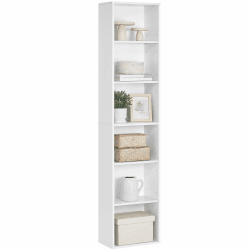 VASAGLE Bücherregal, mit 6 Ebenen, Standregal, Aufbewahrungsregal, für Wohnzimmer, Büro, Schlafzimmer, Arbeitszimmer, skandinavischer Stil, 24 x 40 x 178,5 cm, weiß LBC167T14 6 Ebenen (40B x 178,5H cm) Weiß