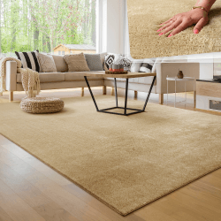 Paco Home Waschbarer Teppich Wohnzimmer Schlafzimmer Kurzflor rutschfest Flauschig Weich Moderne Einfarbige Muster, Grösse:140x200 cm, Farbe:Beige 140 x 200 cm (Rechteckig) Beige