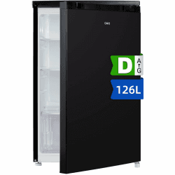 CHIQ 126L Kühlschrank, CSF120BE,Höhe 845 mm, Tiefe 556 mm, 7 Temperaturregelstufen, umkehrbare Tür, Frischhalteschublade, 12 Jahre Garantie auf den Kompressor,39 dB, LED-Beleuchtung, Schwarz 126L 84.5cm hoch