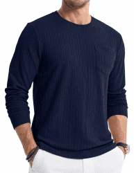 JMIERR Herren Pullover Rundhals Langarm Langarmshirt Leichter Shirt Langarm Herren Casual-Style & Freizeit S-3XL Blau 3XL