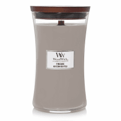 Große WoodWick Duftkerze im Sanduhrglas mit knisterndem Docht, Fireside, bis zu 130 Stunden Brenndauer Hourglass Große Fireside