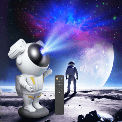 WIEDALK Astronaut Projektor,LED Sternenhimmel Projektor,Galaxy Night Light,Spaceman Nachtlicht,Planetarium Projektor Mit Timer & Fernbedienung, Geschenk für Kinder und Erwachsene Weiß
