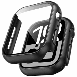 TAURI 2 Stück Schutzhülle mit Apple Watch 10 46mm Displayschutz, 360° Rundum Ultradünne PC Hard Hülle, Kratzfest Hardcase für Apple Watch Series 10 - Schwarz Serie 10-46mm Schwarz
