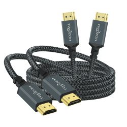 Twozoh 4K HDMI Kabel 1M 2 Stück, Geflochtenes Nylon HDMI auf HDMI Kabel unterstützt 18Gbps 3D/4K@60Hz/2160P/1080P 1M Geflochtenes HDMI 2 Stück