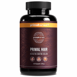 Primal Hair von Primal Harvest – Haarnahrungsergänzungsmittel mit Selen, Zink, Keratin, Biotin, Selen und Vitamin B-Komplex, für Männer und Frauen, 60 Kapseln