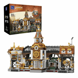 puremind PANTASY Steampunk Bahnhof Bausatz – Retro-futuristisches Modellbau-Set für Erwachsene und Jugendliche, Kreativer Deko-Bausatz mit Zugstation-Komponenten