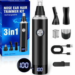 Nasenhaartrimmer 3 in 1 Nasentrimmer Nasenhaarschneider USB Wiederaufladbar Ohrhaartrimmer Schmerzloser Nasenhaarentferner Ohrhaarschneider Augenbrauen Ohrentrimmer für Herren&Frauen, IPX7
