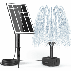 SZMP Solar Springbrunnen 3.5W, 2024 Upgrade Glas Solar Teichpumpe mit 3M Kabel & 8 Düsen Solar Wasserpumpe, Solar Schwimmender Fontäne Pumpe für Gartenteich Springbrunnen Vogel-Bad Fisch Behälter Weiß