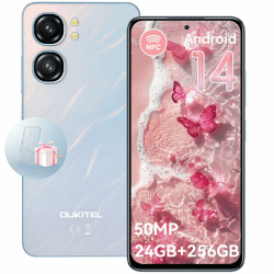 OUKITEL C58 Pro Smartphone Ohne Vertrag Android 14-24GB+256GB 50MP+8MP AI Kamera Handy Ohne Vertrag 6,7 Zoll 90Hz Display 5150mAh Handy Günstig, NFC,GPS, Dual SIM 4G Simlockfreie Handys Blau