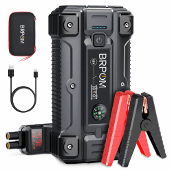 BRPOM Starthilfe Powerbank 4000A Spitzenstrom 26800mAh Auto Starthilfe mit LCD-Display(Für alle Benzinmotor oder 10,0L Dieselmotoren), Portable Starthilfegerät mit LED Taschenlampe BM501