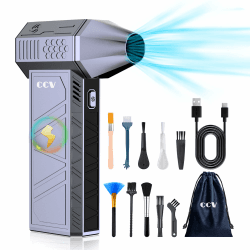 CCV Elektrische Staubgebläse Luftdruckspray, 3-Gang 150000 U/min, Druckluft Compressed Air Duster mit 3000mAh Akku, Reinigungsbürste und Tepy-c Schnellladung, für PC Reinigungsset, Auto, Sofa (BLUE)
