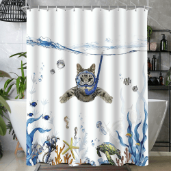 Lerores Duschvorhang 180x200cm, Katzenschwimme Antischimmel Textil, Beschwerter Saum Wasserabweisend, Waschbar Polyester Stoff Badevorhänge 12 mit Ösen und Duschvorhangringe für Badezimmer, Badewanne Multi 151 H200 x B180 cm (1er Pack)