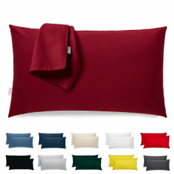 Kissenbezug 50x80 Mikrofaser Premium 2er Set Kissenhülle Deko für Kissen Bett/Sofa Stoff Superweicher Resistent Hypoallergen Anti-Milben Atmungsaktiv Kopfkissenbezug mit Verdecktem Zip Voll Waschbar 80 x 50 cm, 2 Stück Bordeaux