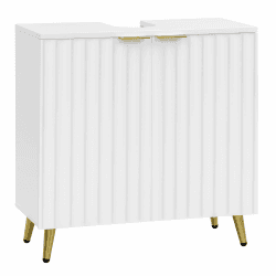 eSituro Waschbeckenunterschrank, Badezimmer Unterschrank Waschbecken, Waschtischunterschrank, Badezimmerschrank mit Verstellbarem Einlegeboden, Weiß Gold, 60x62x30 cm