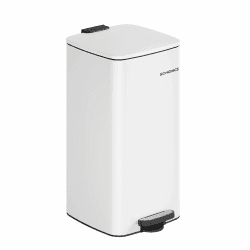 SONGMICS Mülleimer Küche, 30 Liter Abfalleimer, Tretmülleimer, Stahl, mit Inneneimer, Softclose, Offenhaltefunktion, wolkenweiß LTB593W02 wolkenweiß 30 L