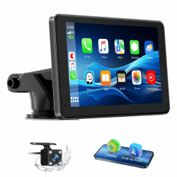 Lamto Wireless CarPlay Kompatibel mit Apple Carplay&Android Auto,7 Zoll Tragbares Autoradios,IPS Touch screen,4 lights Wasserdicht Rückfahrkamera,WiFi,Voice control Siri/Goo-gle,GPS Navigat,MirrorLink 7Zoll Carplay mit LED Rückfahrkamera