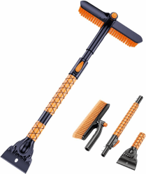 Glorytame Eiskratzer Teleskop Schneebesen Auto Lang, 38,5" Drehbarer Schneebesen Bürstenkopf, Ergonomischem Schaumstoffgriff für Auto, SUV, LKW Windschutzscheibe