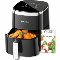 Fabuletta Heißluftfritteuse 4L, 9-in-1 Air Fryer, Max 230℃ Heissluft Fritteusen, Digitalem LED-Touchscreen AirFryer, Rapid Air und Fettentfernungstechnologie, Vorheizen, Shake-Modus (Schwarz)