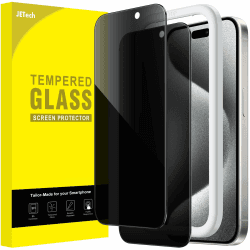 JETech Sichtschutz für iPhone 15 Pro 6,1 Zoll, Anti-Spähen Gehärtetes Glas Schutzfolie mit Einfaches Installationswerkzeug, 2 Stück iPhone 15 Pro-6,1 Zoll