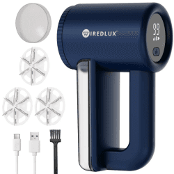 Fusselrasierer Elektrisch WiredLux - Wiederaufladbarer Fusselentferner für Kleidung & Möbel - Einstellbare 3-Fach Geschwindigkeit, 6-blättrige Klinge, LED-Anzeige, USB-Aufladung (Marineblau)
