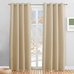 PONY DANCE Thermogardinen Kälteschutz mit Ösen Wohnzimmer Vorhänge Beige 2er Set H 220 x B 140 cm Verdunklungsgardine Ösen Vorhang Wärmeisolierend, Biscotti Beige H220 x B140 cm (2er Pack) Biscotti Beige