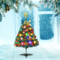 Weihnachtsbaum 60cm Weihnachtsbaum mit Beleuchtung Künstlicher Weihnachtsbaum Tannenbaum für Weihnachten Deko Tischdeko Schaufenster Büro Mehrfarbig