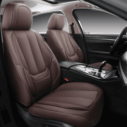 Coverado Vordersitzbezüge Auto 2 Stück, wasserdichte Autositzschoner aus Nappa-Leder, Universal Fit für die Meisten Limousinen SUV Pick-up Truck, Braun Braun S-Vorderes Paar