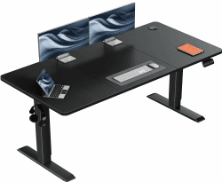 Flamaker Höhenverstellbarer Schreibtisch, Elektrischer Schreibtisch Höhenverstellbar für Steh-Sitz, Computertisch mit Memory-Funktion, Stabiler Tisch Standing Desk, Bürotisch,140 x 60 cm,Schwarz 140 x 60 cm Schwarz